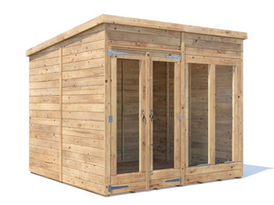 Dunster House Summerhouse 2.4M X 2.4M (8' X 8') Pent RoofFully PressureRagepanda Modular from B&Q