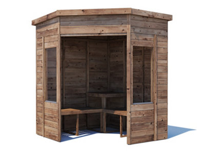 Dunster House Garden Corner Arbour With Glazed PanelsW1.8M X D1.8M / W6' X D6'Pressure TreatedApocallipo from B&Q