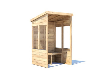 Dunster House Garden Arbour With Glazed Panels W1.2M X D1.2M / W4' X D4'Pressure TreatedApocallipo from B&Q