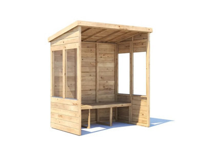 Dunster House Garden Arbour With Glazed PanelsW1.8M X D1.2M / W6' X D4'Pressure TreatedApocallipo from B&Q