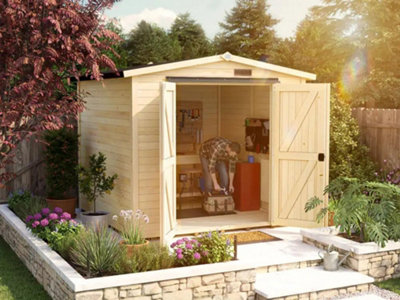 Dunster House Log Cabin Shed  Tubby W8' X D8' / W2.4M X D2.4MSuper Felt Roofing from B&Q