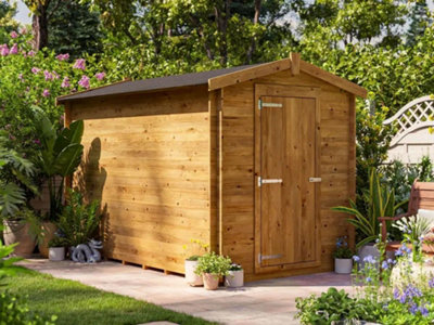 Dunster House Taarmo Heavy Duty Log Shed  W6' X D10' / W1.8M X D3.0M Pressure Treated 19mm  Superfelt Included from B&Q