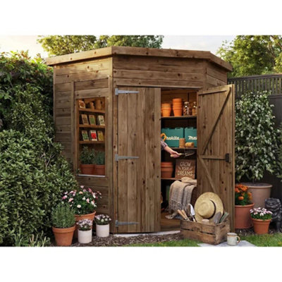 Dunster House Overlord Corner Shed W6' X D6' / W1.8M X D1.8MSuperfelt Included from B&Q
