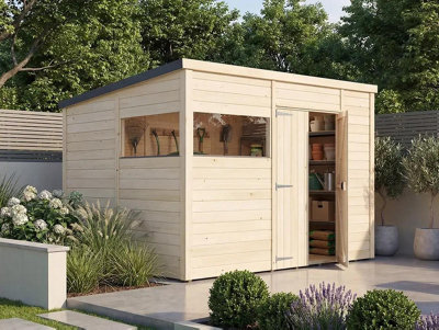 Dunster House Overlord Modular Pent Shed W10' X D8' / W3.0M X D2.4M from B&Q