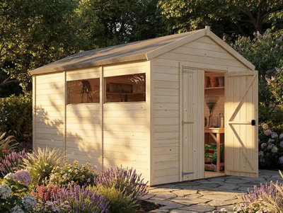 Dunster House Overlord Modular Apex Shed  W8' X D12' / W2.4M X D3.6M from B&Q