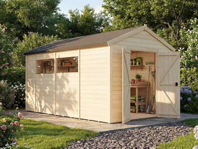 Dunster House Overlord Modular Apex Shed W8' X D14' / W2.4M X D4.2M from B&Q