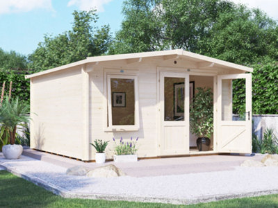 Dunster House Log Cabin 4M X 4M Rhine Roof Shingles Double Glazed Windows 45mm Walls-30149 