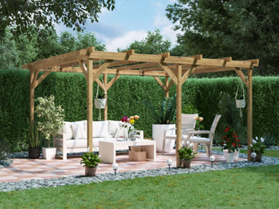 Dunster House Wooden Pergola Garden Plants Frame Utopia 4M X 3M (13' X 10') from B&Q