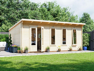 Dunster House Log Cabin Garden Office 6M X 4M Man Cave Garden Room Summerhouse Terminator (45mm)