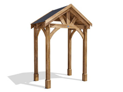 Dunster House Wooden Porch Canopy Kit X 1.5M Pressure Treated Door Shelter Thunderdam Full Height 4 Post 2M