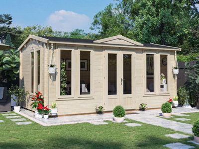 Dunster House Log Cabin 5M X 4M Summerhouse Garden Office Outdoor Room Diy Building Ghostflower