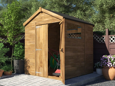 Dunster House Wooden Shed 1.8 X 1.8M (6' X 6') 15mm Walls Pressure Treated Outdoor Garden Storage Window Overlord Apex-30170 
