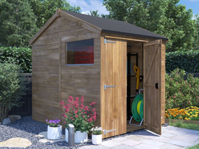 Dunster House Wooden Shed 1.8 X 2.4M (6' X 8') 12mm Walls Outdoor Garden Storage Overlord Apex Roof With Window