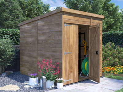 Dunster House Bike Shed 1.8 X 2.4M Garden Storage Building 15mm Walls Overlord Pent