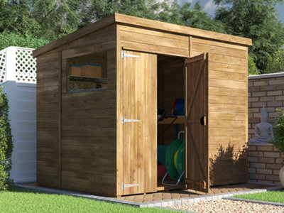 Dunster House Bike Shed 2.4 X 1.8M (8'x6') 15mm Walls Overlord Pent Roof With Window