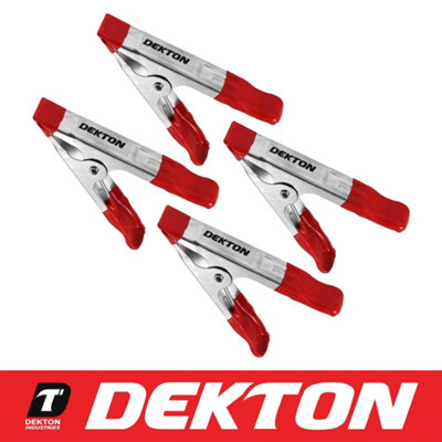 Dekton 4Pc Metal Heavy Duty Stall Spring Clamps Tarpaulin Sheet Cover Clip from B&Q