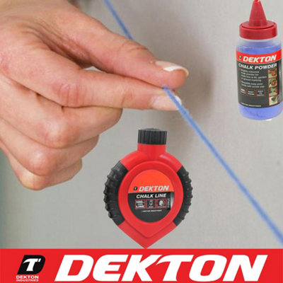 Dekton Blue 2Pc Builders Chalk String Line Kit Reel Set (100Ft) 4Oz Chalk 30M