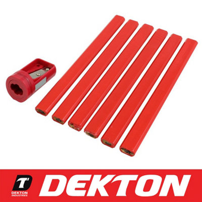 Dekton 7 Pc Carpenters Pencil And Sharpener Marking Drawing Wood Material Joiner from B&Q