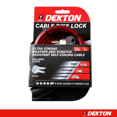 B&Q -  Bike Lock Bike Cable Lock With 2 Keys 12mm X 1M