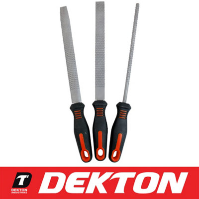 DEKTON 3Pc Steel Wood Rasp File Set Flat Half Round Carpenters Tool 200mm Heavy Duty from B&Q