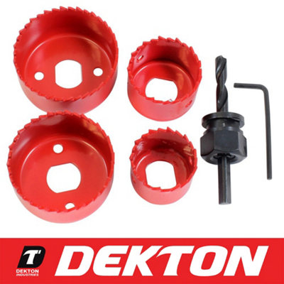 Dekton 6Pc Holesaw Kit Allen Key & Arbor Carbon Steel 32mm 38mm 51mm 54mm from B&Q