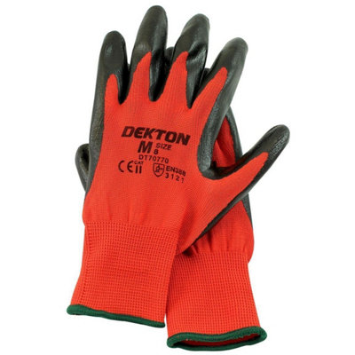 Dekton Dt70770 Ultra Grip Nitrile Coated Gloves Size 8 (M) Black/red from B&Q
