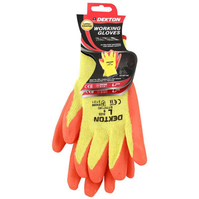 Dekton Dt70718C Latex Coated Gloves Size 9 (L) Orange/cream from B&Q