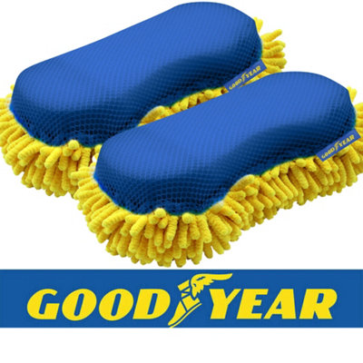 Vivo 2Pc Goodyear 2 In 1 Microfibre Noodle Sponge Valet Car Wash Cleaning Mesh Pad from B&Q
