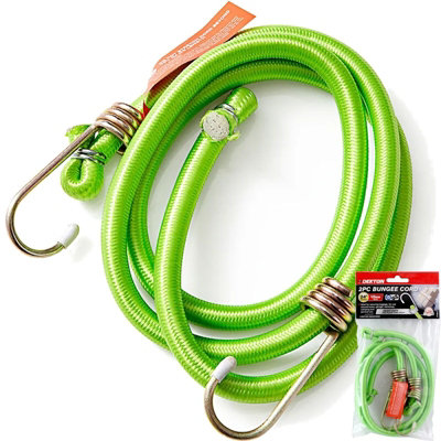 Dekton 10mm Elastic Stretch Bungee Cords Hooks Cables Tie Down Rope 2Pc 24" from B&Q