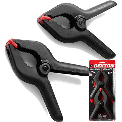 Dekton Spring Quick-Grip Wood Work Carpentry Plastic Clamp 6" 80mm Jaw 2Pc from B&Q