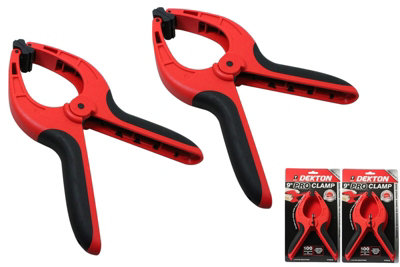 Dekton 2 X Spring Quick Grip Clamps Wood Work Carpentry Plastic Clamp 230Mm /9"