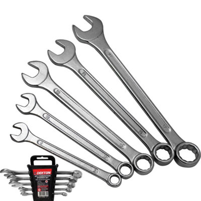 B&Q -  5Pc Combination Spanner Set Metric Steel Polished 8mm17mm