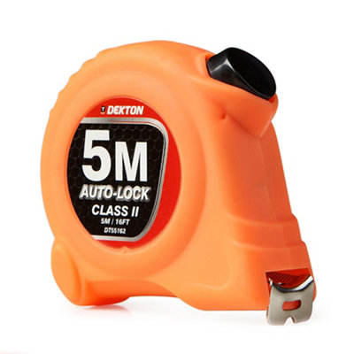 Dekton Hi Vis Orange Soft Grip Autolock Tape Measure from B&Q