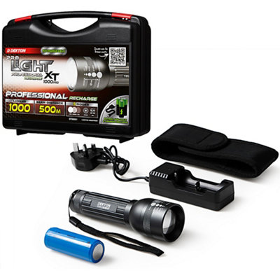 Dekton Professional Cob Led Torch Light 1000 Lumen 500M Rechargeable Batteries from B&Q