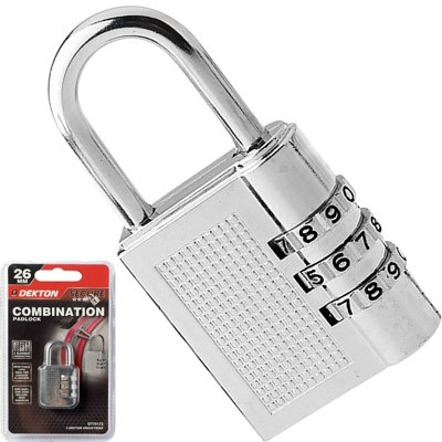 Dekton 3 Digit Combination Security Padlock Safe Luggage School Gym Locker Lock from B&Q