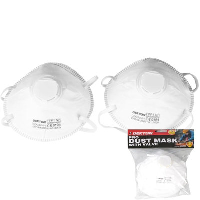 Dekton 2Pc Dust Protection Valved Face Mouth Respirator Mask With Valve Ffp1 from B&Q