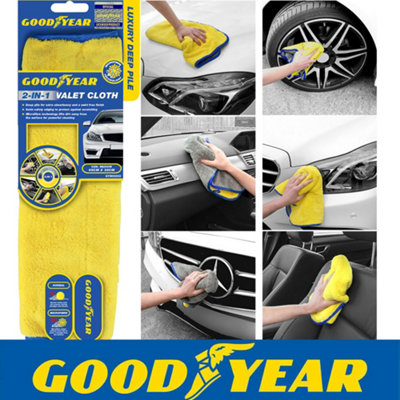 Goodyear 2 in 1 Microfibre Valet Cloth Cloths Car Cleaning Drying Valeting - Image 3