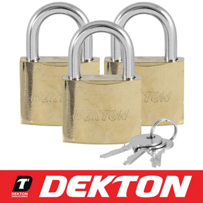 Dekton 3Pc 40mm Short Steel Shackle Outdoor Security Padlock & Keys Alike from B&Q