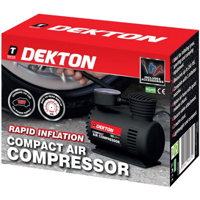 Dekton Electric Car Tyre Compressor Air Inflater 12V 250Psi Compact Emergency from B&Q