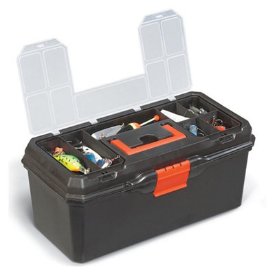 B&Q -  16 Inch Toolbox Storage Case Removable Tray Carry Handle Diy Organiser