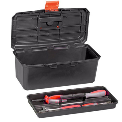 B&Q -  13 Inch Toolbox Storage Case Removable Tray Carry Handle Diy Organiser