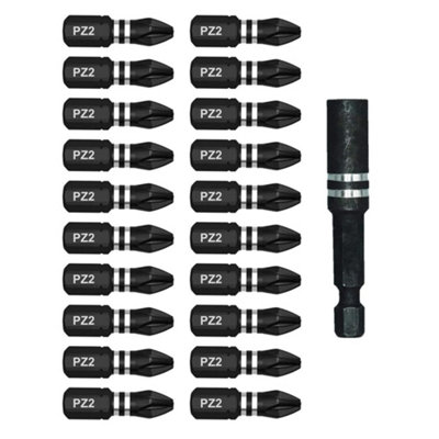 DEKTON 20Pc 25mm S2 Steel Impact Bits P22 With Extension Bar from B&Q