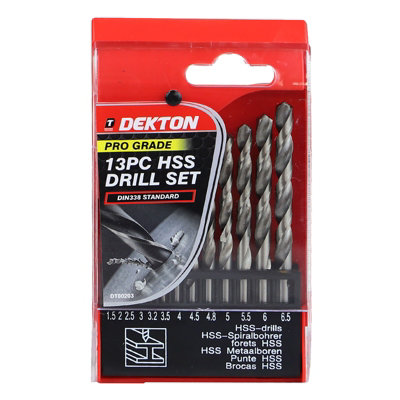 Dekton 13Pc Hss Drill Set Pro 1.5-6.5mmDt80203 from B&Q