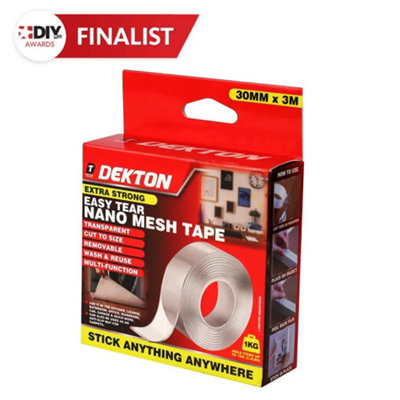 Dekton Nano Tape 1.4mm x 3cm x 3m - Easy Tear Double-Sided Adhesive Tape | Reusable, Removable & Washable | Strong Bond for Home, Office & DIY Projects | No Residue, Transparent & Non-Slip Design - Image 2