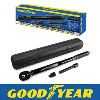 B&Q -  Ratcheting Torque Wrench 1/2" Socket Set Square Drive Car Wheel Wrench Reducer