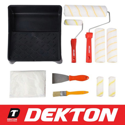 Dekton 12Pcs Paint Roller Set 9'' Tray Rollers Soft Sleeves Brush Kit Decorating from B&Q