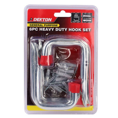 Dekton 6Pc 12Cm X 8Cm General Purpose Wall Hooks Max Capacity 25KgDt70583 from B&Q