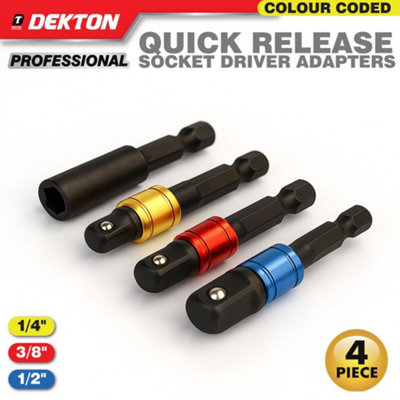 Generic Dekton 4Pc Quick Release Socket Driver AdaptorsDt85191 from B&Q