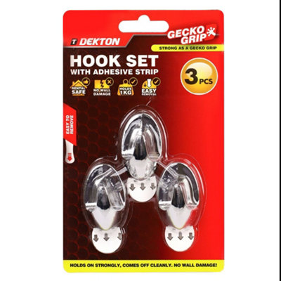Dekton Geckogrip Hook Set 3Pc ChromeDh04018 from B&Q
