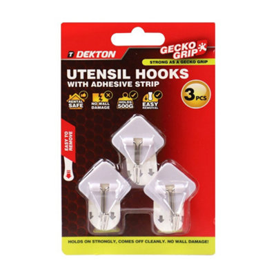 Dekton Geckogrip Utensil Hooks 3Pc WhiteDh04026 from B&Q
